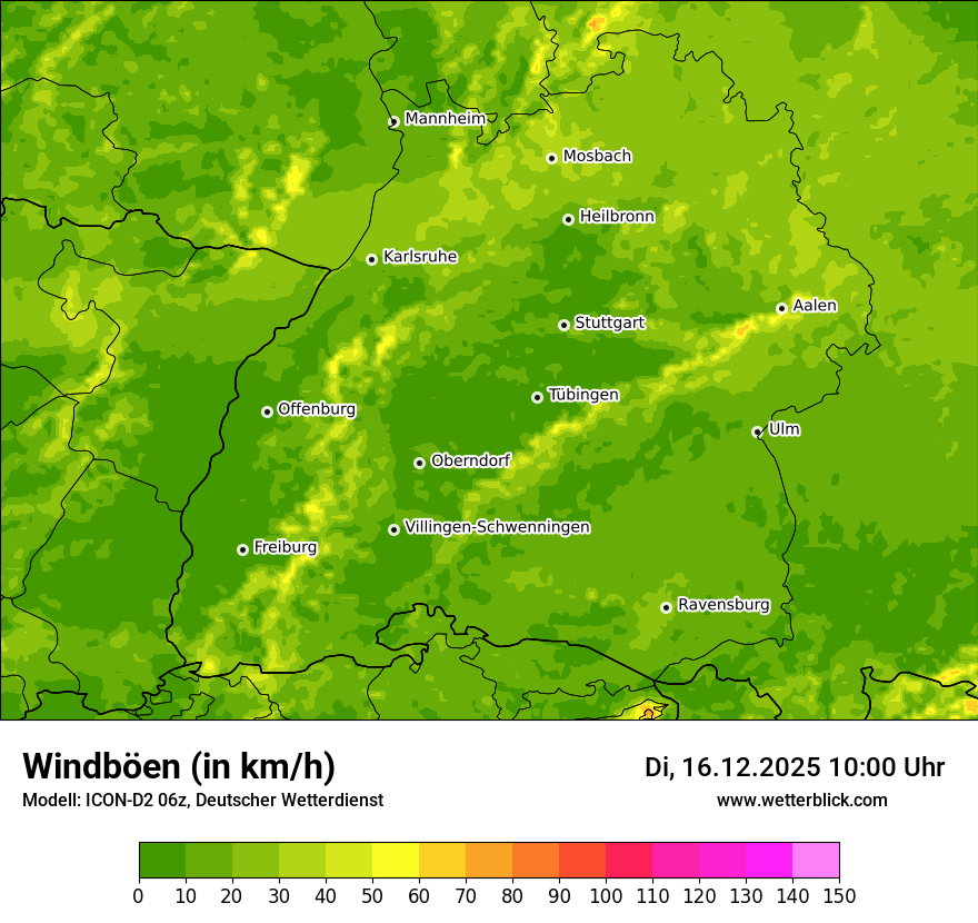 Modellkarten Windgeschwindigkeit