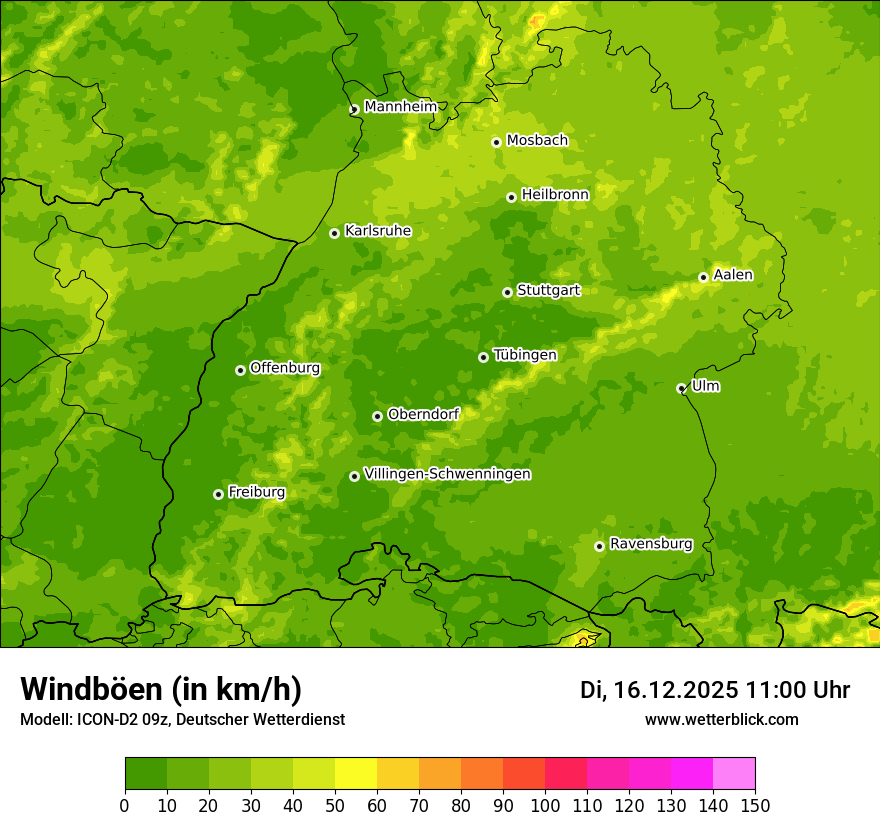 Modellkarten Windgeschwindigkeit