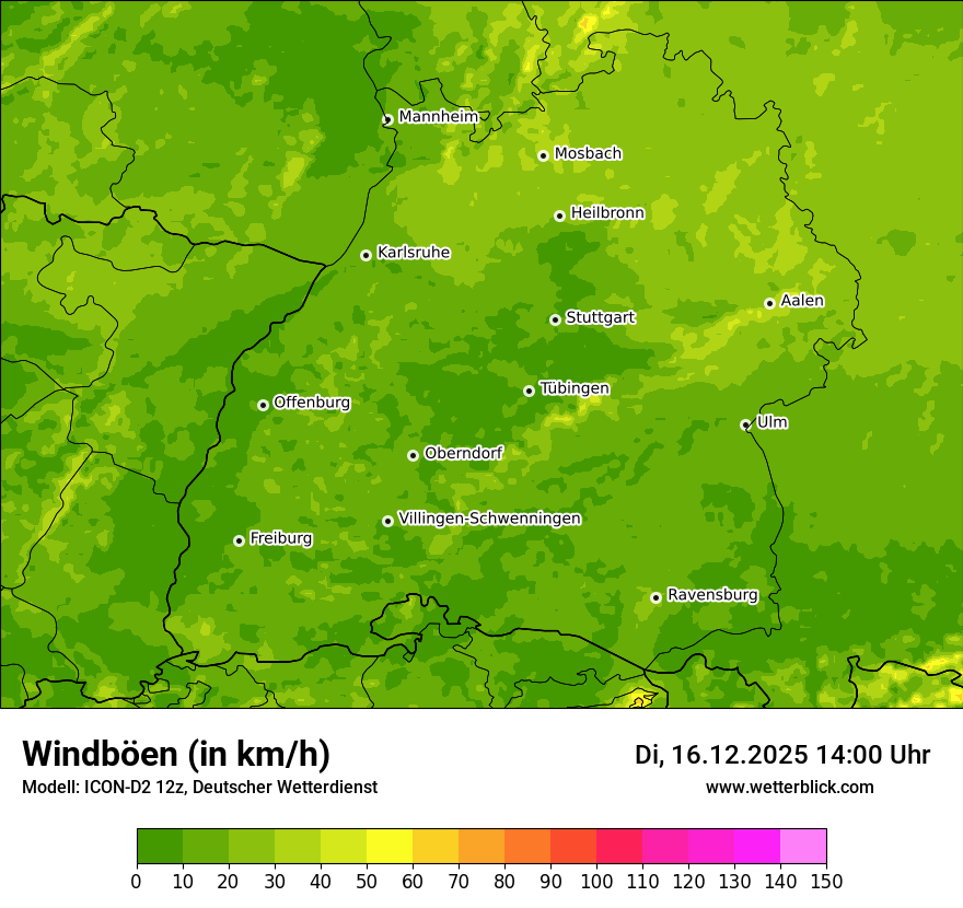 Modellkarten Windgeschwindigkeit