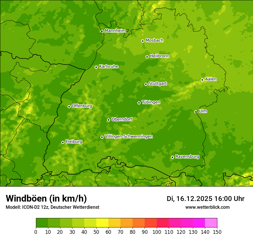 Modellkarten Windgeschwindigkeit