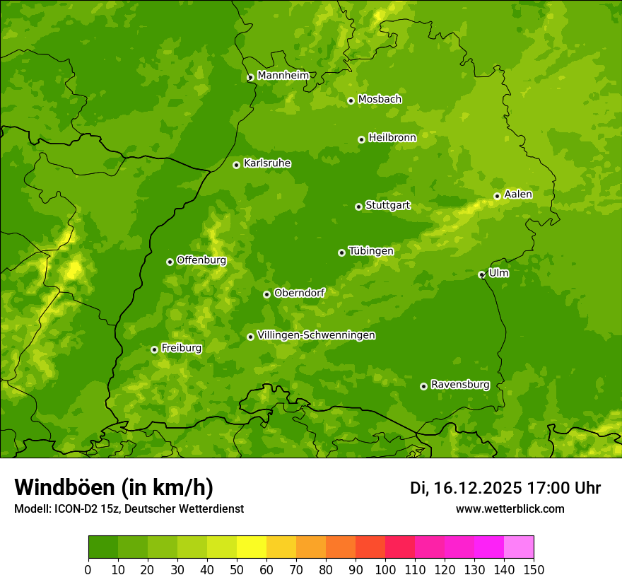 Modellkarten Windgeschwindigkeit