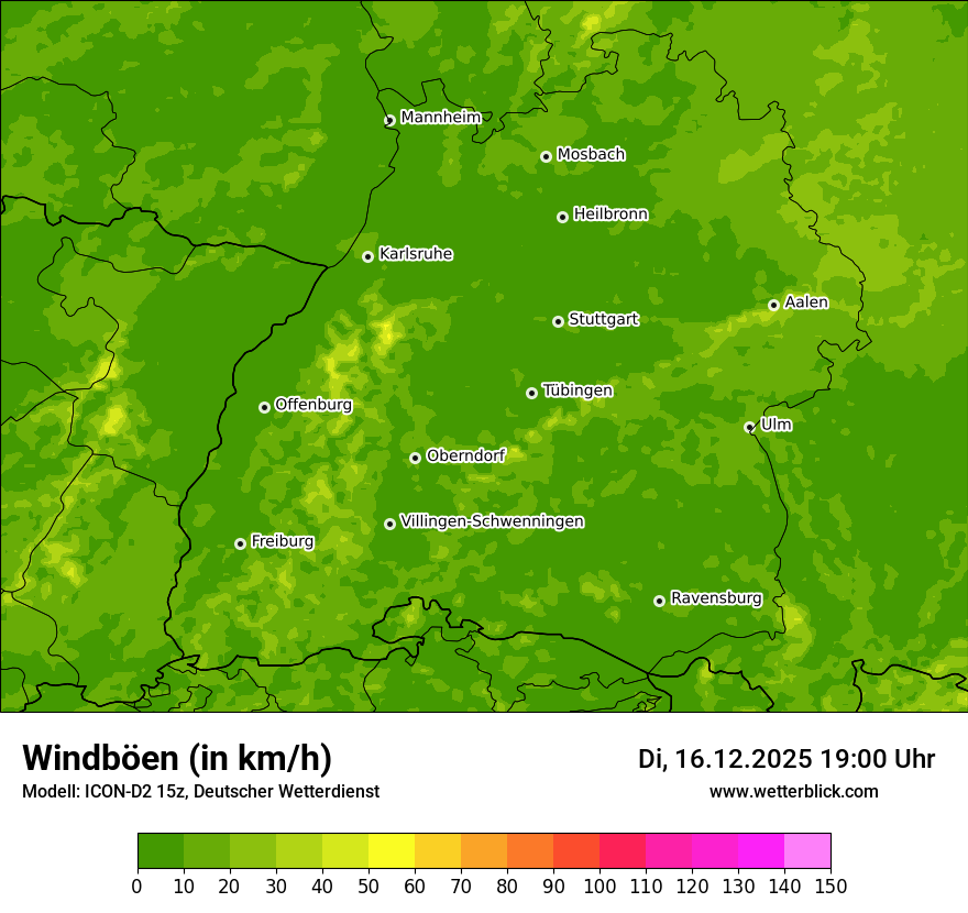 Modellkarten Windgeschwindigkeit