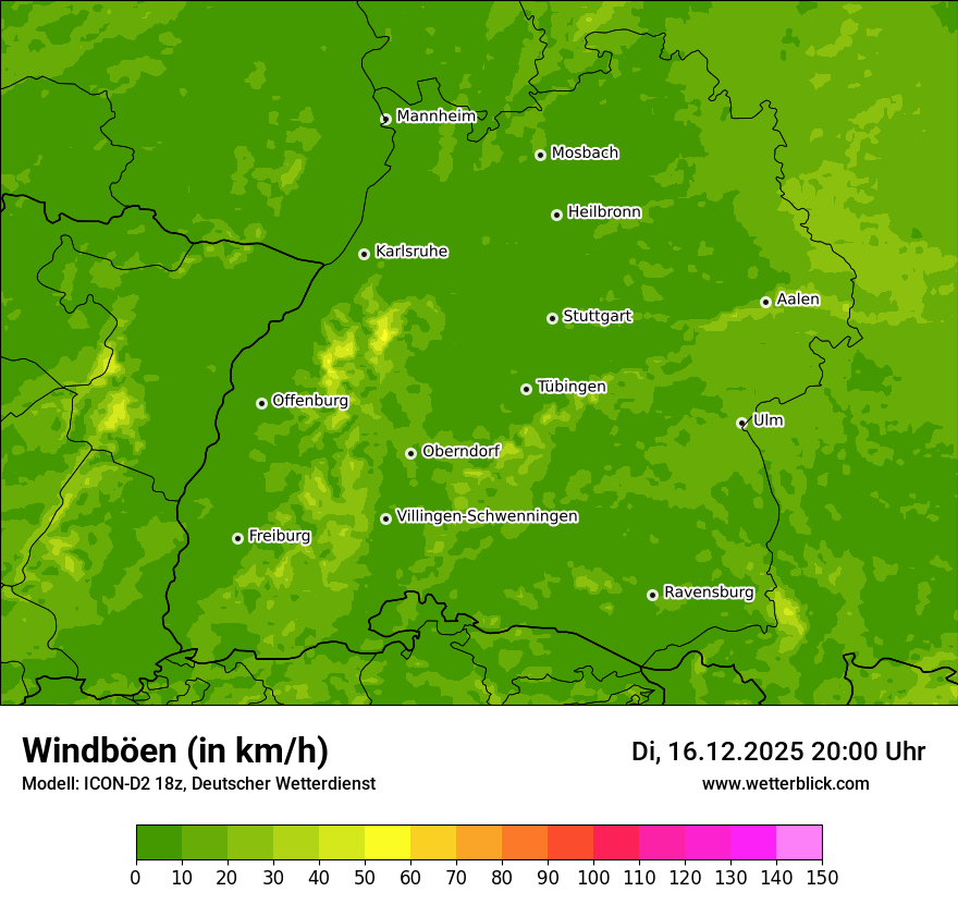 Modellkarten Windgeschwindigkeit