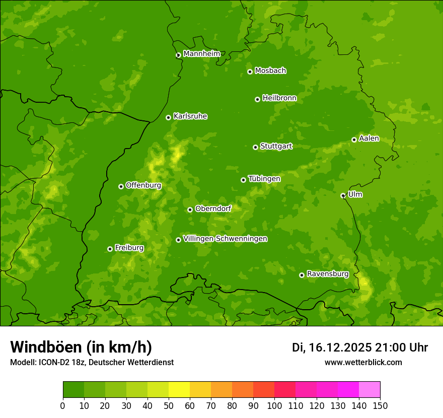 Modellkarten Windgeschwindigkeit