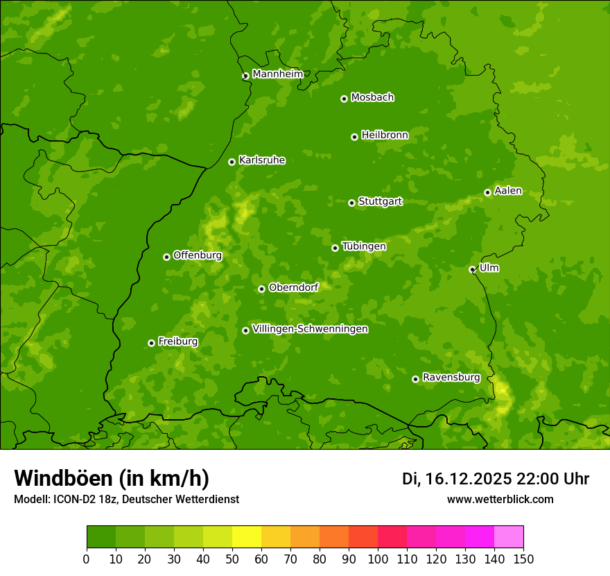 Modellkarten Windgeschwindigkeit