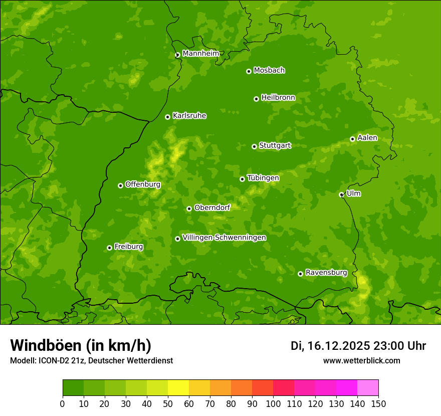Modellkarten Windgeschwindigkeit
