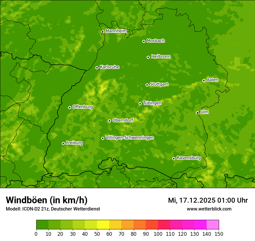 Modellkarten Windgeschwindigkeit