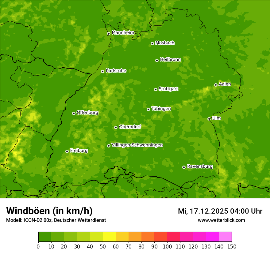 Modellkarten Windgeschwindigkeit