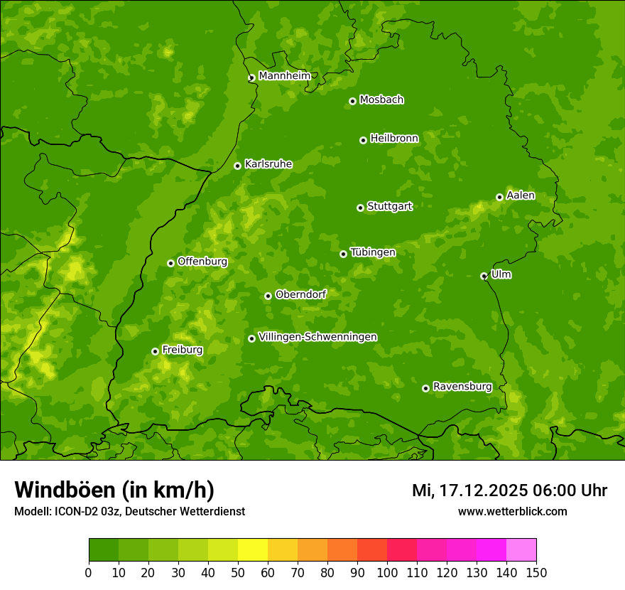Modellkarten Windgeschwindigkeit