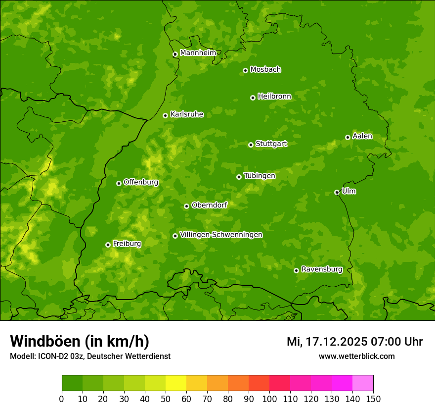 Modellkarten Windgeschwindigkeit