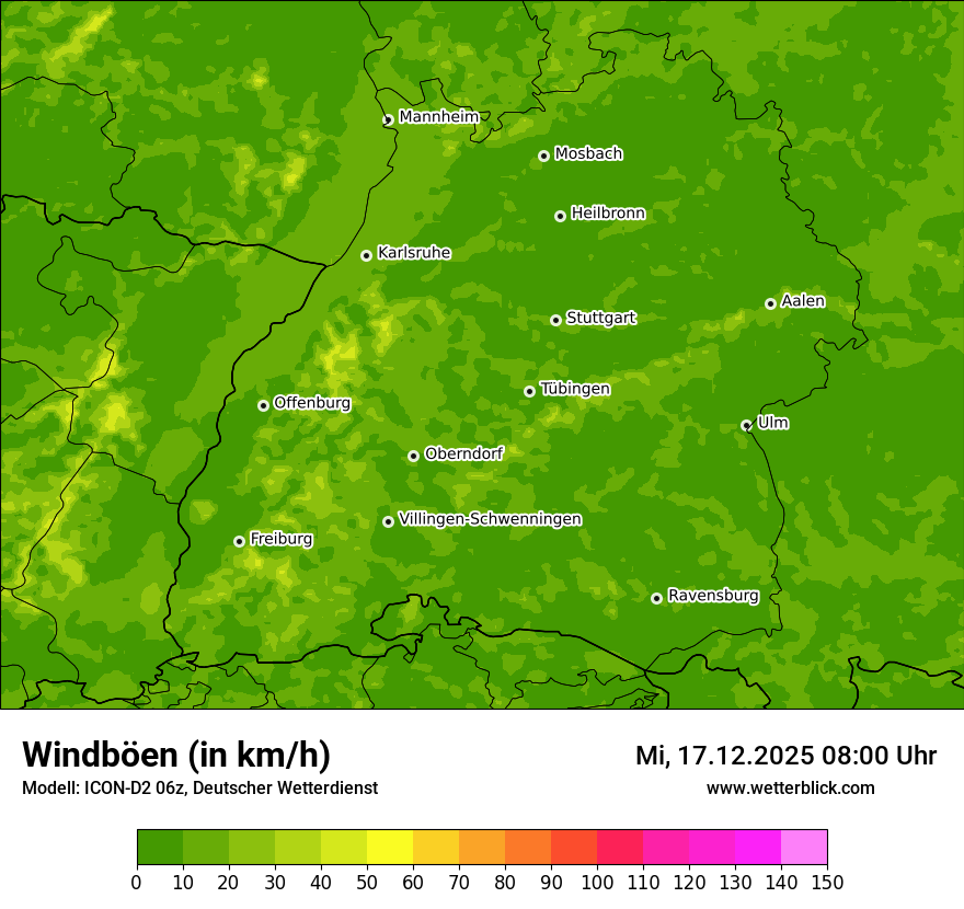Modellkarten Windgeschwindigkeit