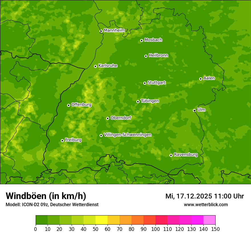 Modellkarten Windgeschwindigkeit