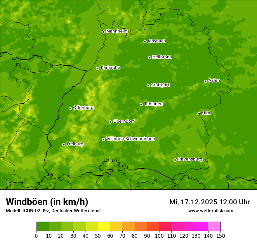 Modellkarten Windgeschwindigkeit