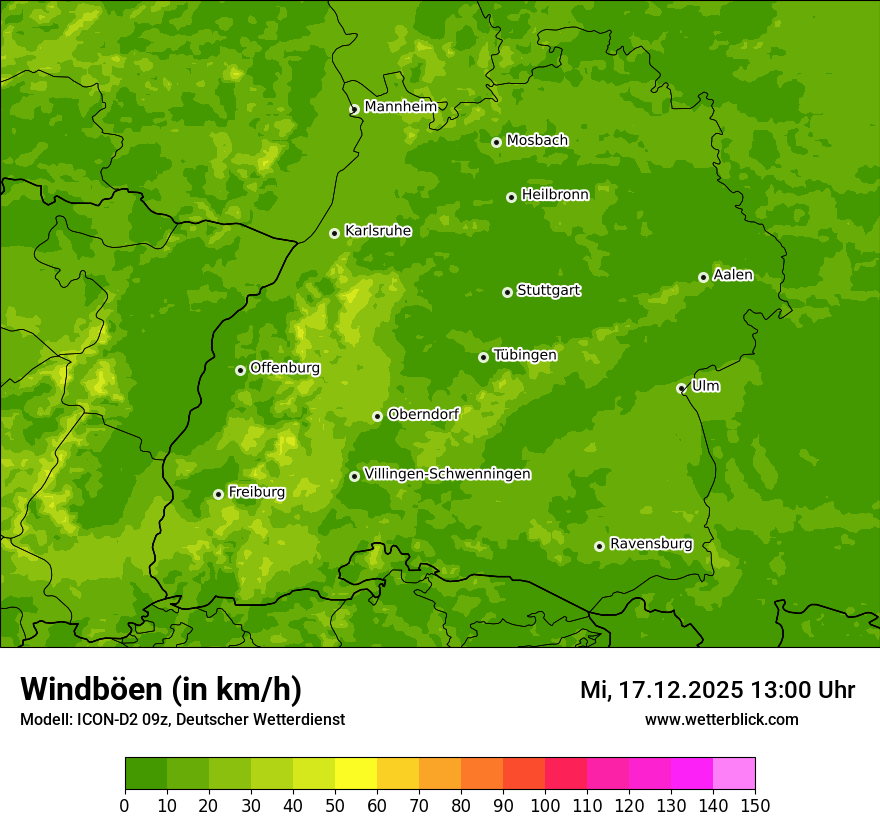 Modellkarten Windgeschwindigkeit