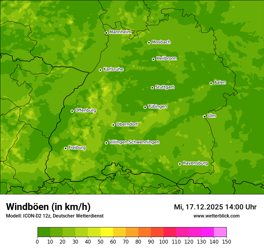 Modellkarten Windgeschwindigkeit
