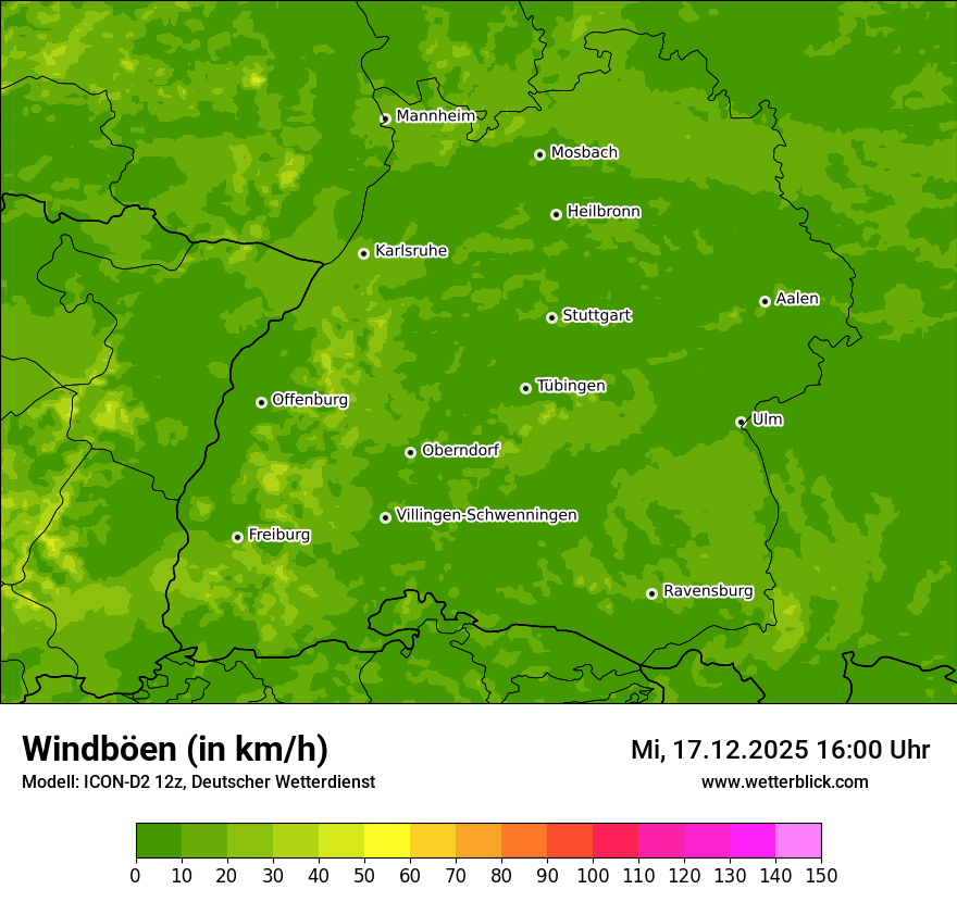 Modellkarten Windgeschwindigkeit