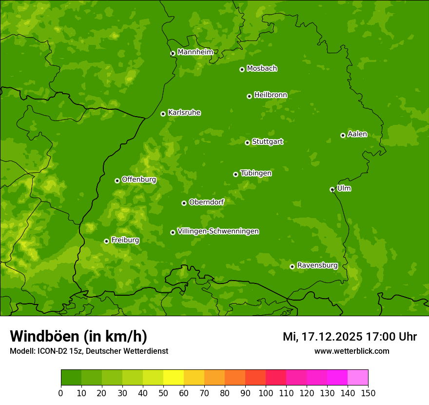 Modellkarten Windgeschwindigkeit