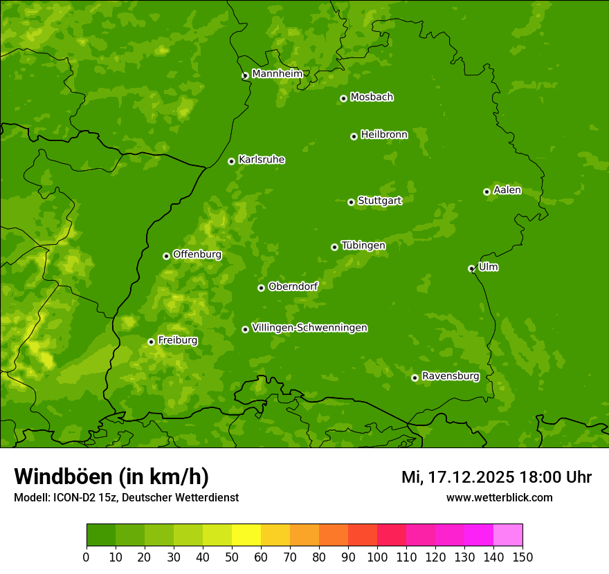 Modellkarten Windgeschwindigkeit