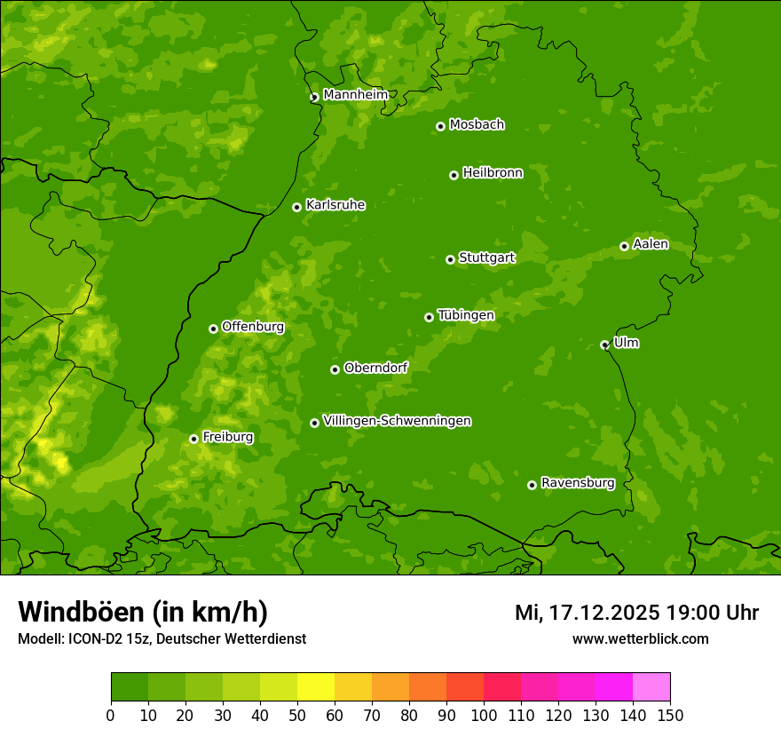 Modellkarten Windgeschwindigkeit