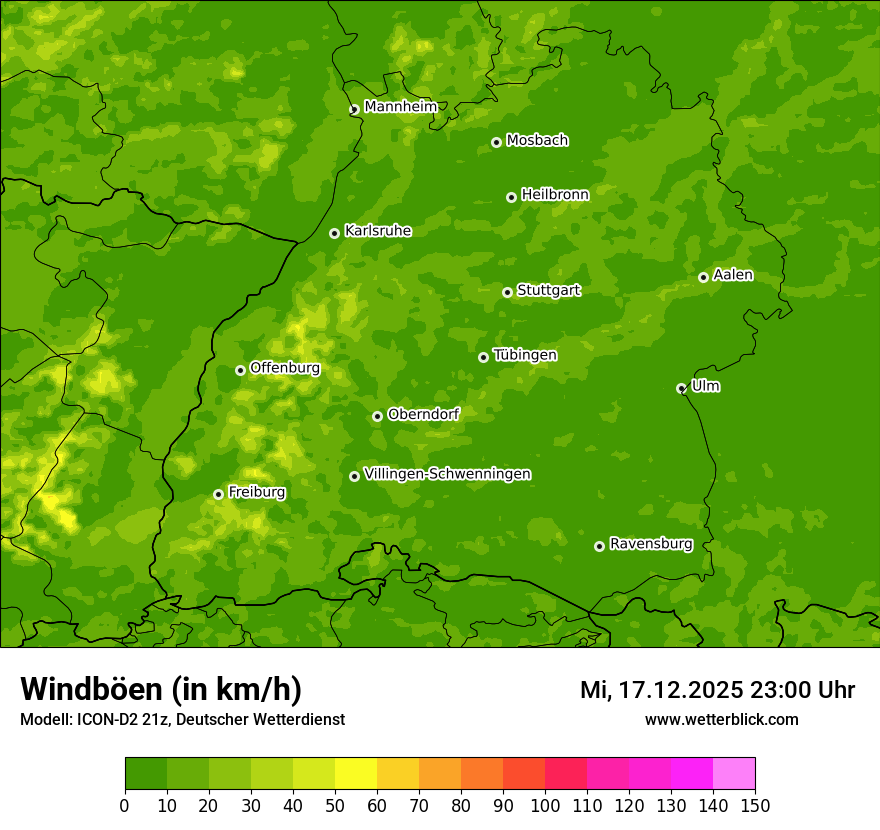 Modellkarten Windgeschwindigkeit