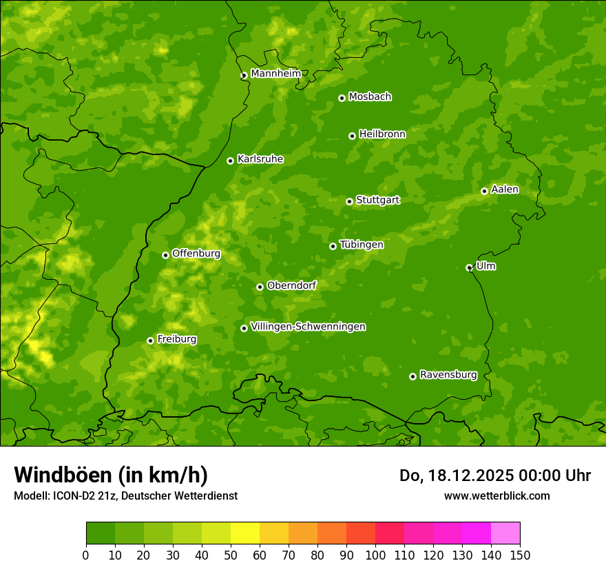 Modellkarten Windgeschwindigkeit
