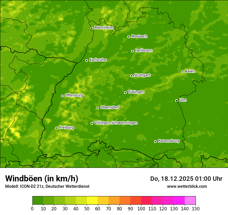 Modellkarten Windgeschwindigkeit