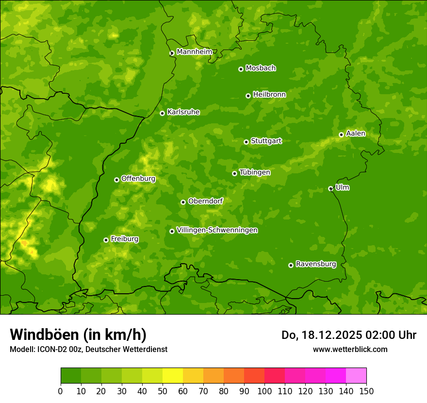 Modellkarten Windgeschwindigkeit