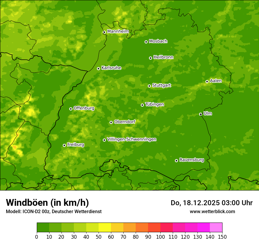 Modellkarten Windgeschwindigkeit