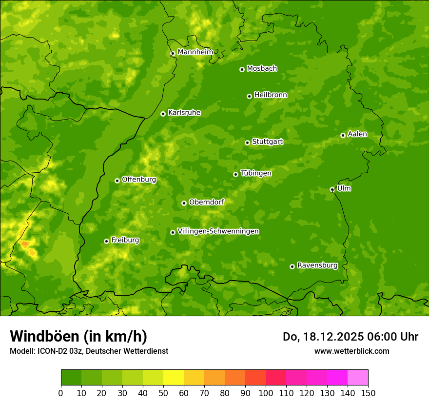 Modellkarten Windgeschwindigkeit