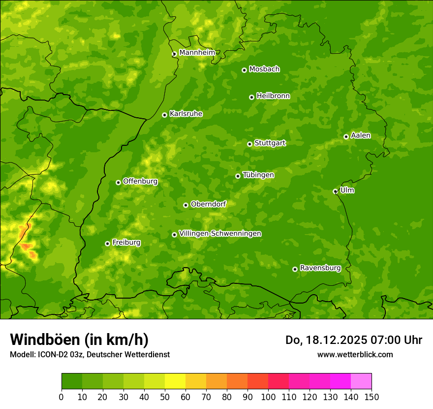 Modellkarten Windgeschwindigkeit