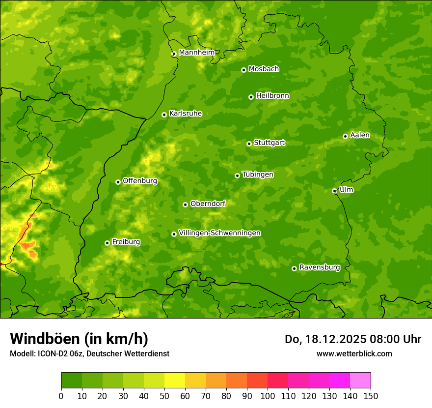 Modellkarten Windgeschwindigkeit