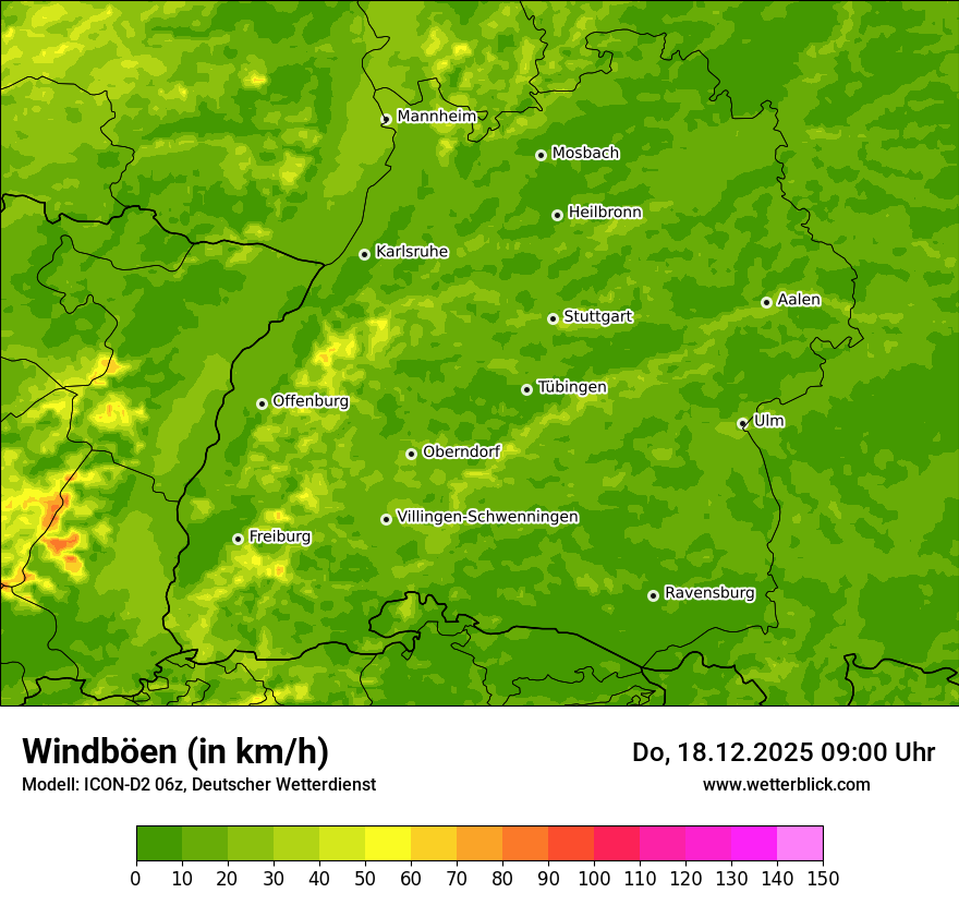 Modellkarten Windgeschwindigkeit