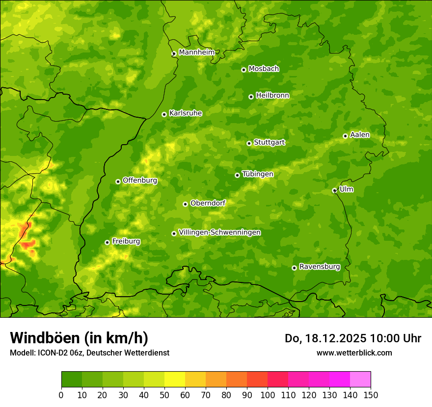 Modellkarten Windgeschwindigkeit