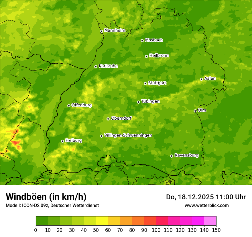 Modellkarten Windgeschwindigkeit