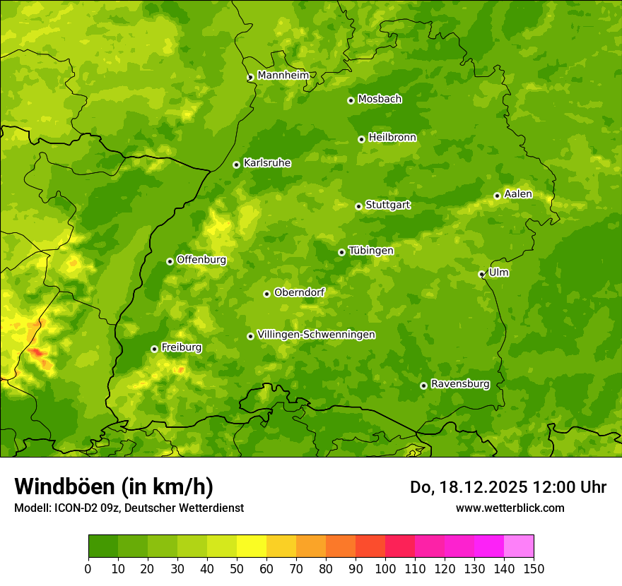 Modellkarten Windgeschwindigkeit