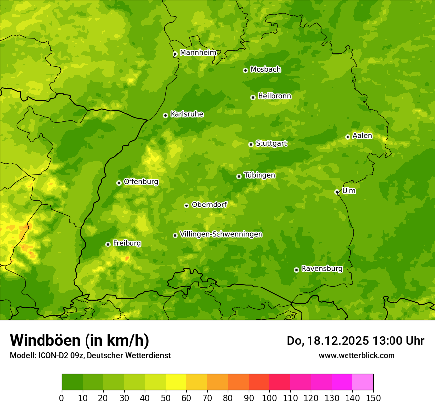 Modellkarten Windgeschwindigkeit
