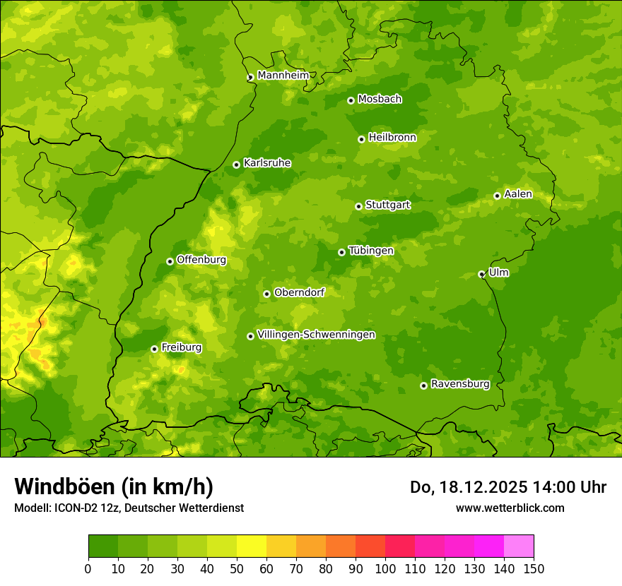 Modellkarten Windgeschwindigkeit