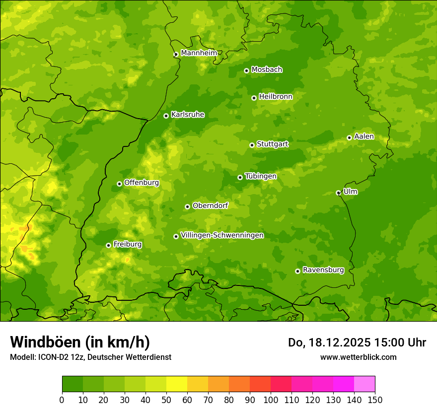 Modellkarten Windgeschwindigkeit