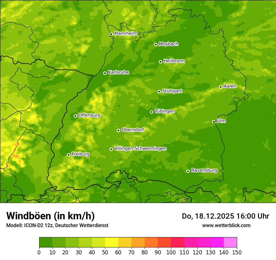 Modellkarten Windgeschwindigkeit