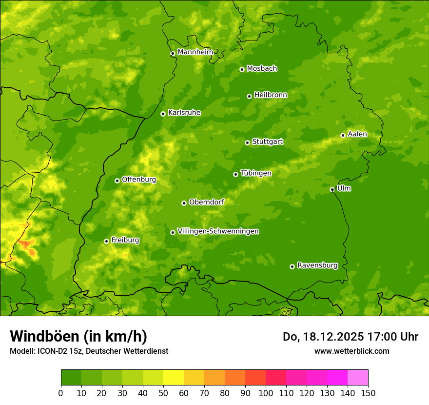 Modellkarten Windgeschwindigkeit
