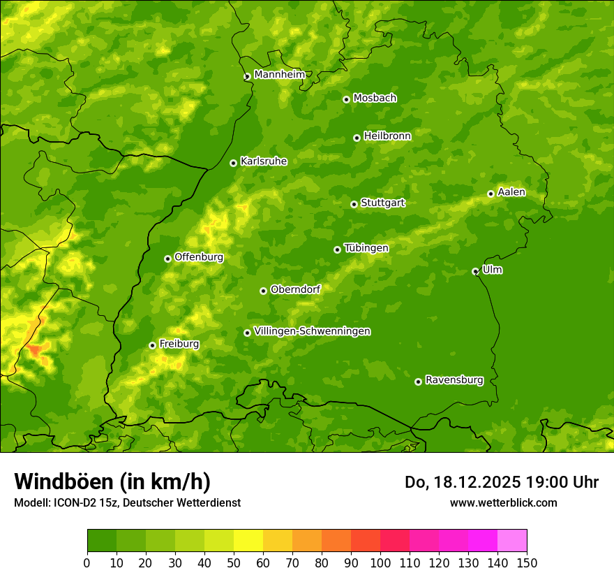 Modellkarten Windgeschwindigkeit