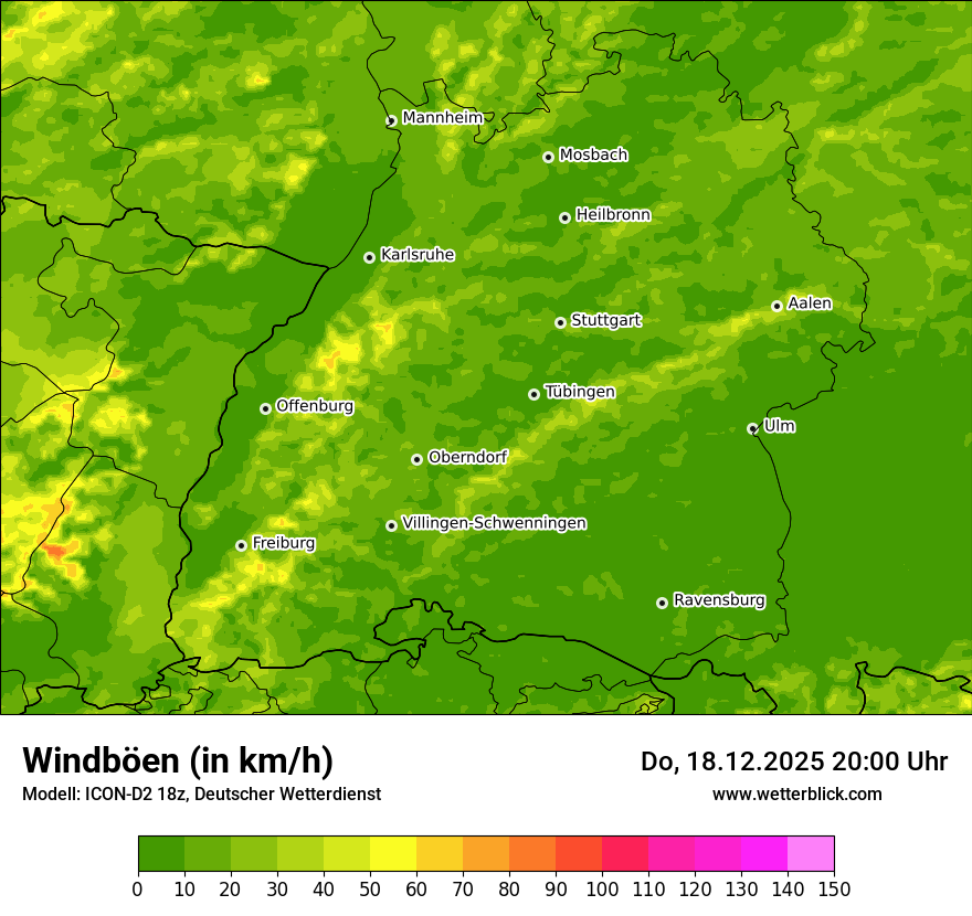 Modellkarten Windgeschwindigkeit