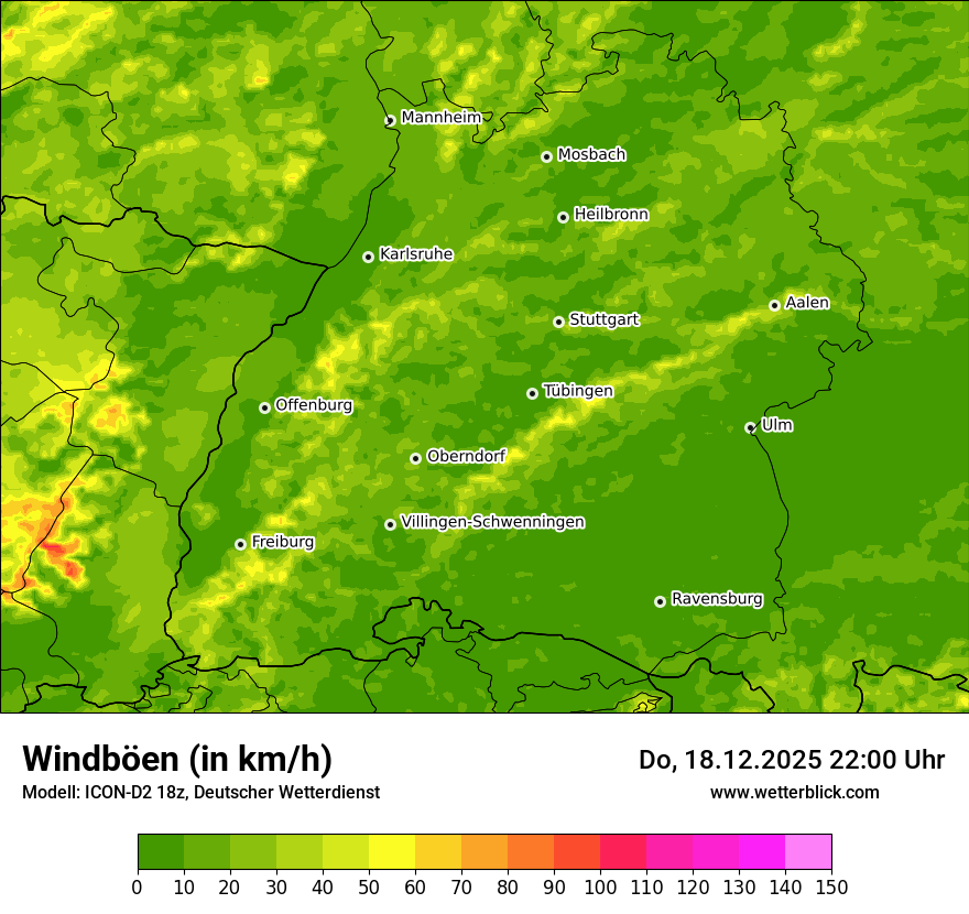 Modellkarten Windgeschwindigkeit