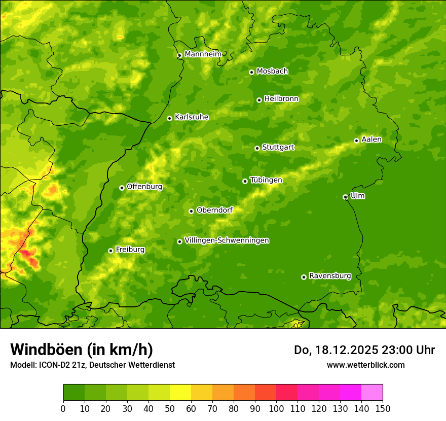 Modellkarten Windgeschwindigkeit