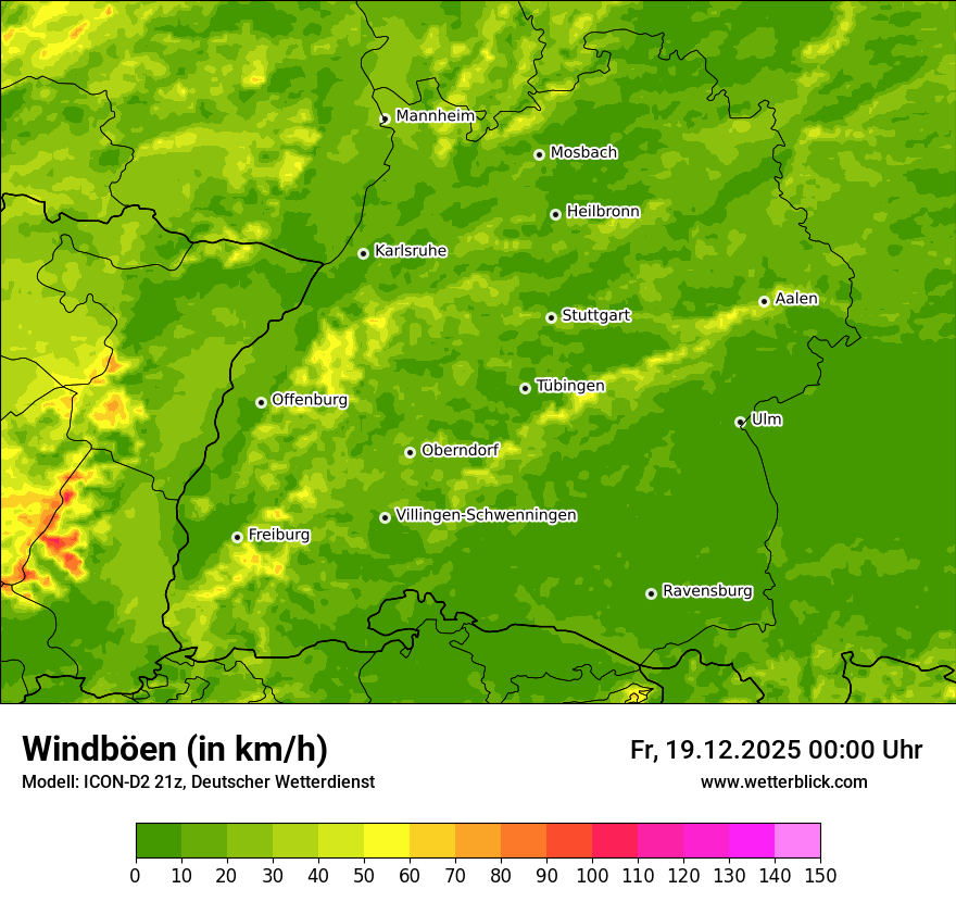 Modellkarten Windgeschwindigkeit