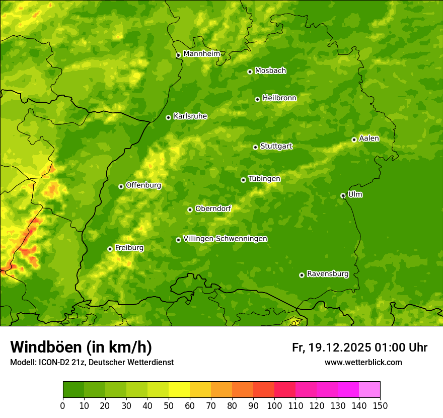 Modellkarten Windgeschwindigkeit