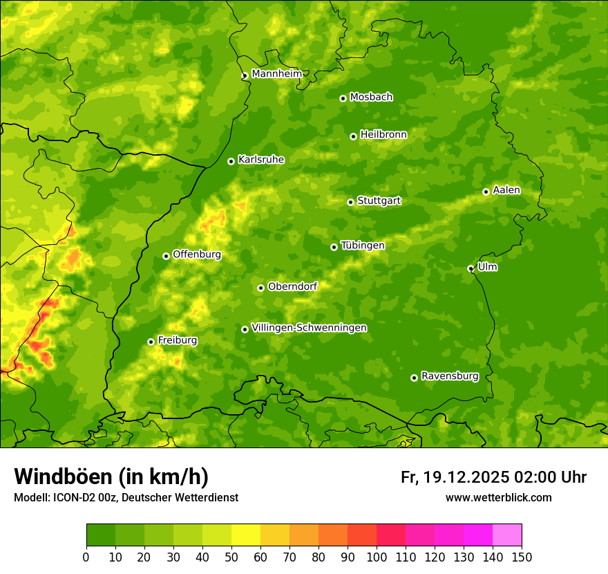 Modellkarten Windgeschwindigkeit