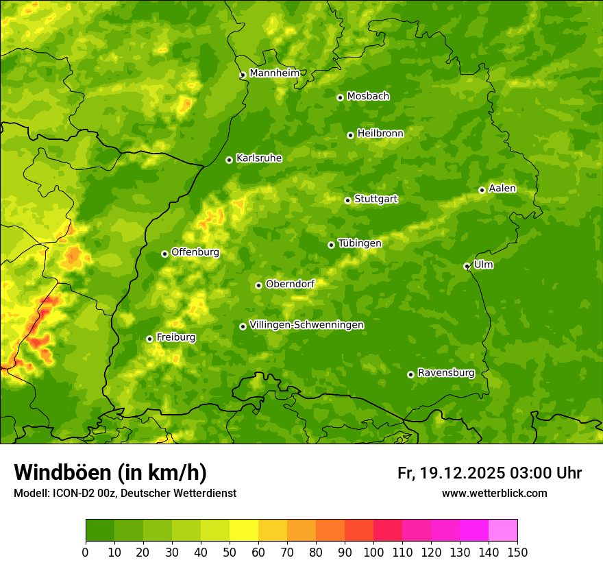 Modellkarten Windgeschwindigkeit