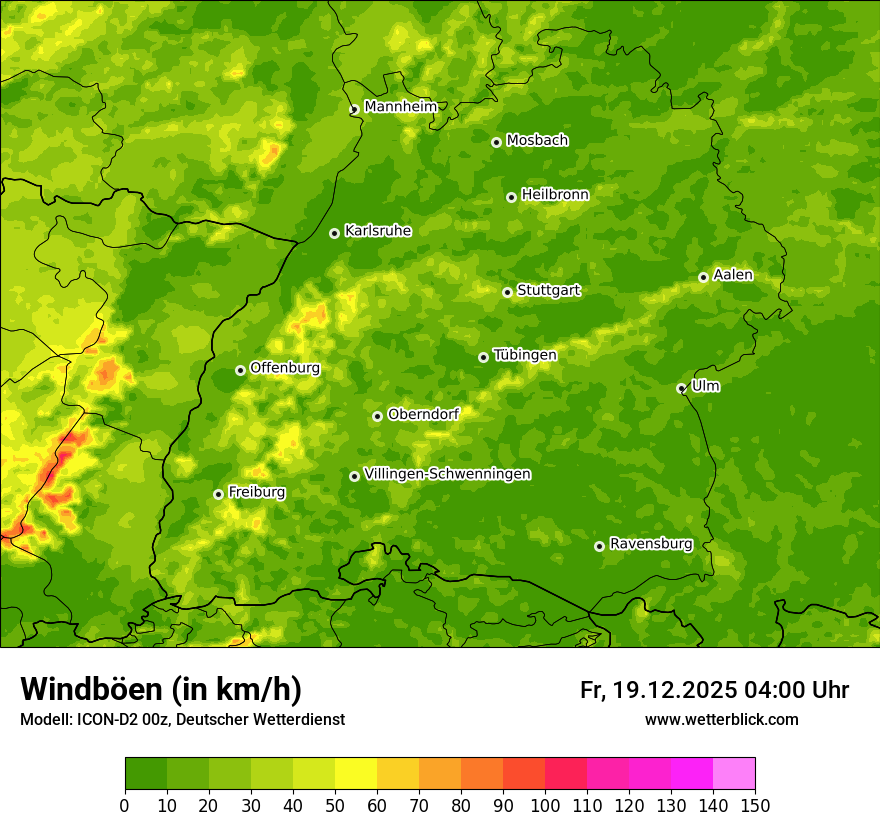 Modellkarten Windgeschwindigkeit