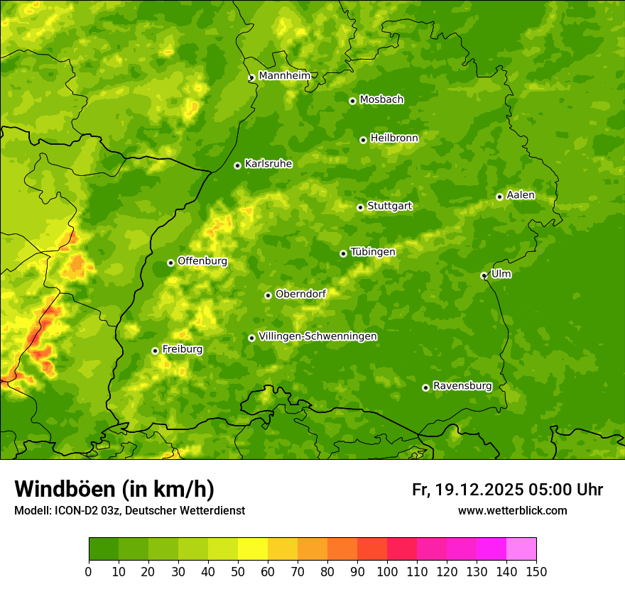 Modellkarten Windgeschwindigkeit